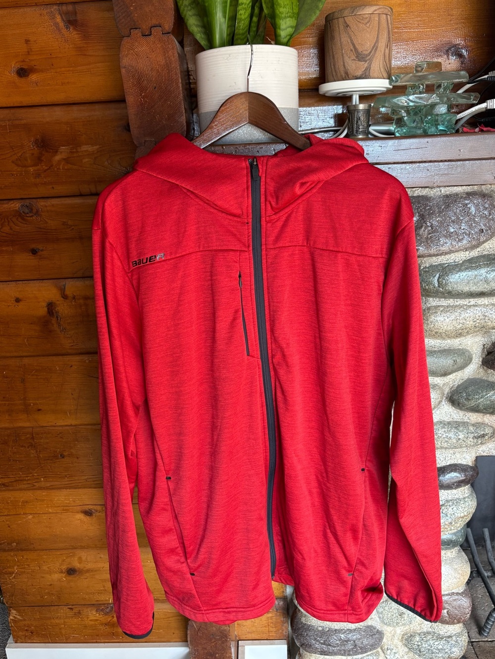 Bauer Team Red Full Zip Hoodie Performance Sweater Jacket XXL